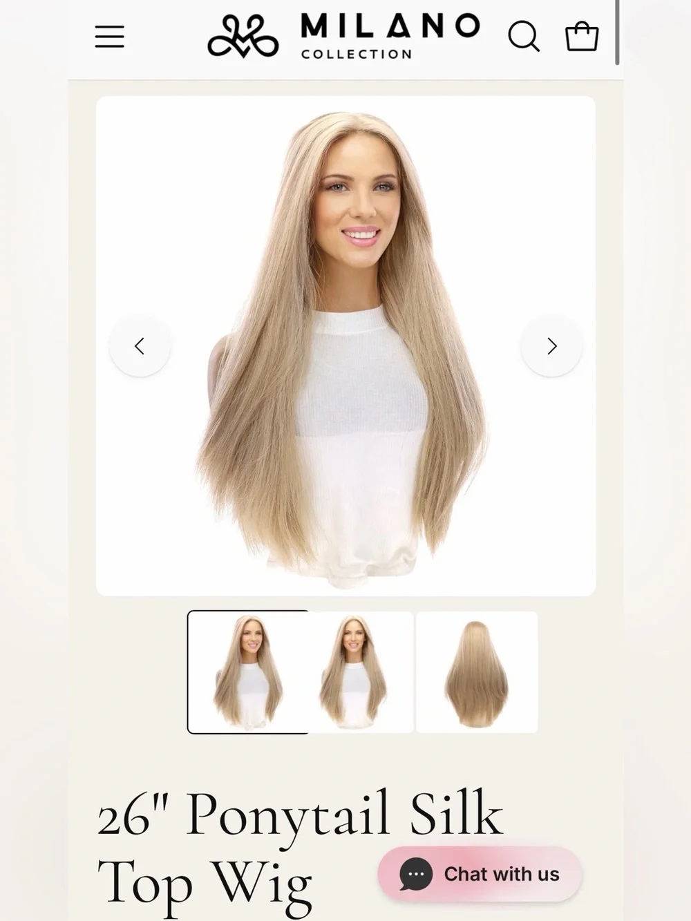 Milano Ponytail Wig Small 26” Blonde